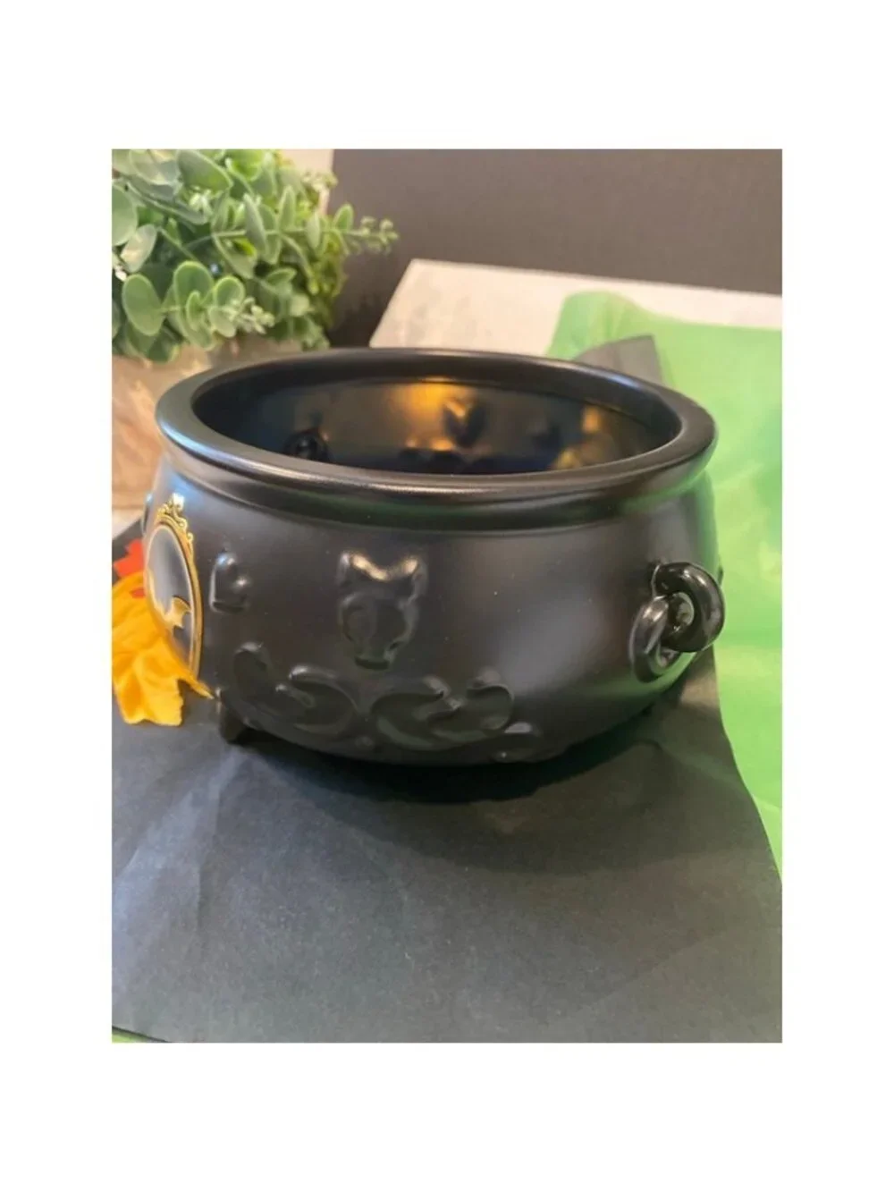 BBW Halloween Witch Cauldron Mirror Tray Candy Bowl Vanity Organizer Matte Black